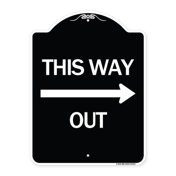 This Way Out Right Arrow Heavy-Gauge Aluminum Architectural Sign, 24" x 18", BW-1824-24512